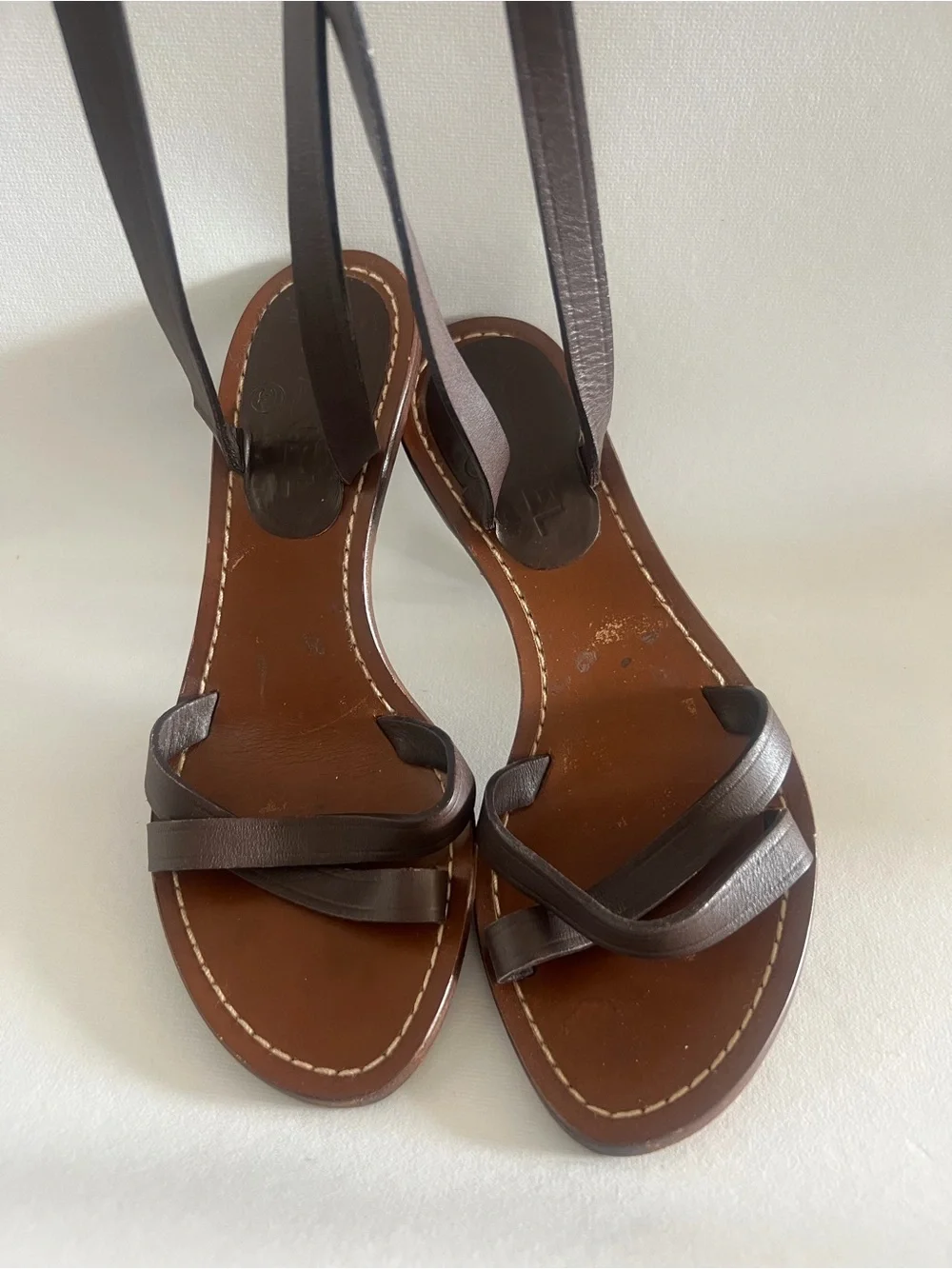 Chanel Brown Strappy Ankle-Wrap Heeled Sandals